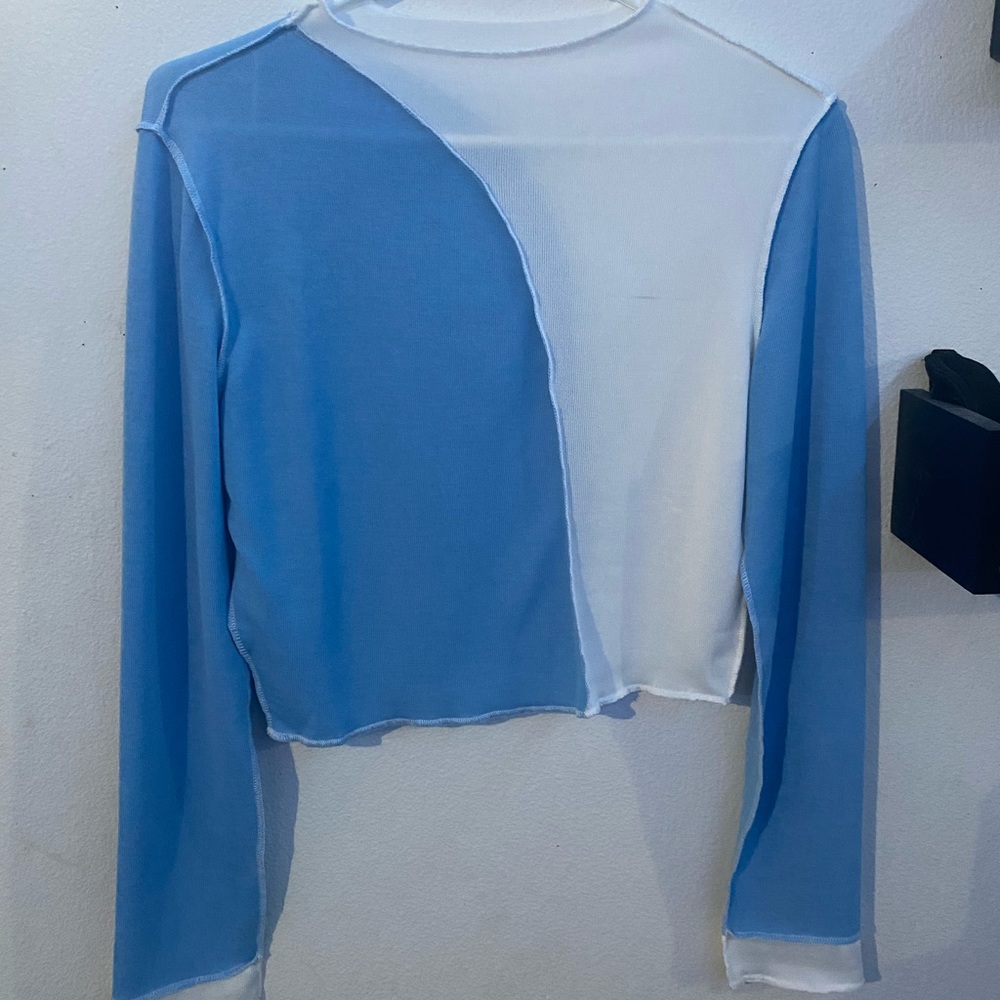 Long Sleeve Patchwork Half and half Color